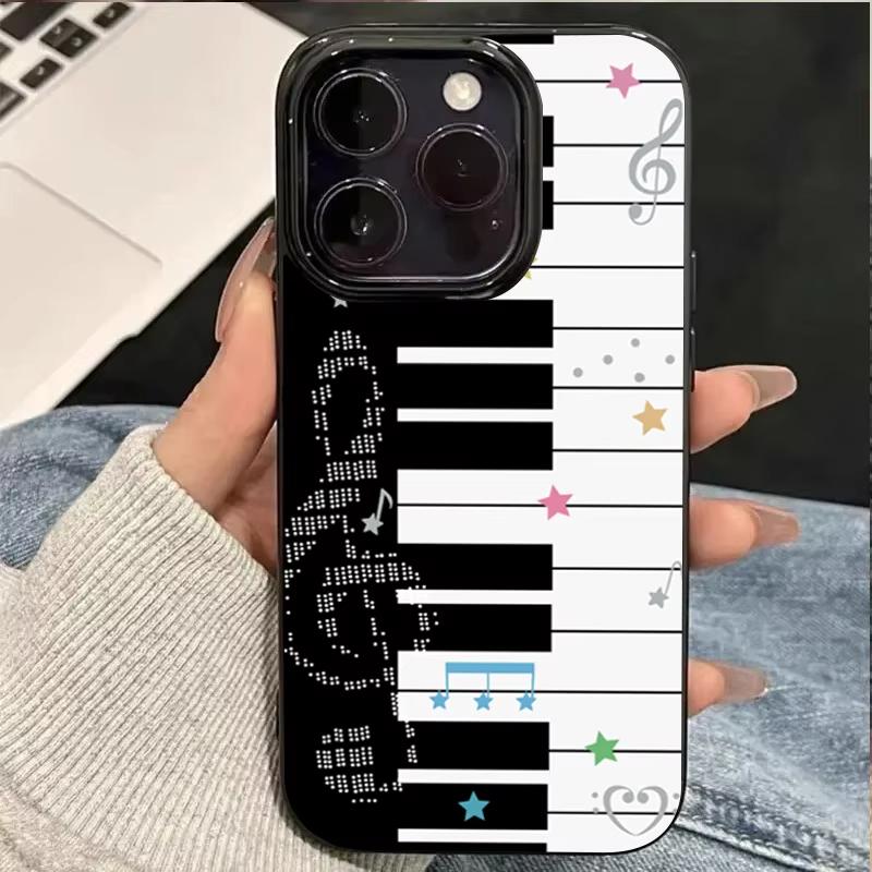 

Korean INS Art Piano Key Notes Creative Cute Phone Case For iPhone 17 16 15 14 13 12 11 Pro Max 17Air 16E X XR XS 7 8 Plus Cover iPhone 16