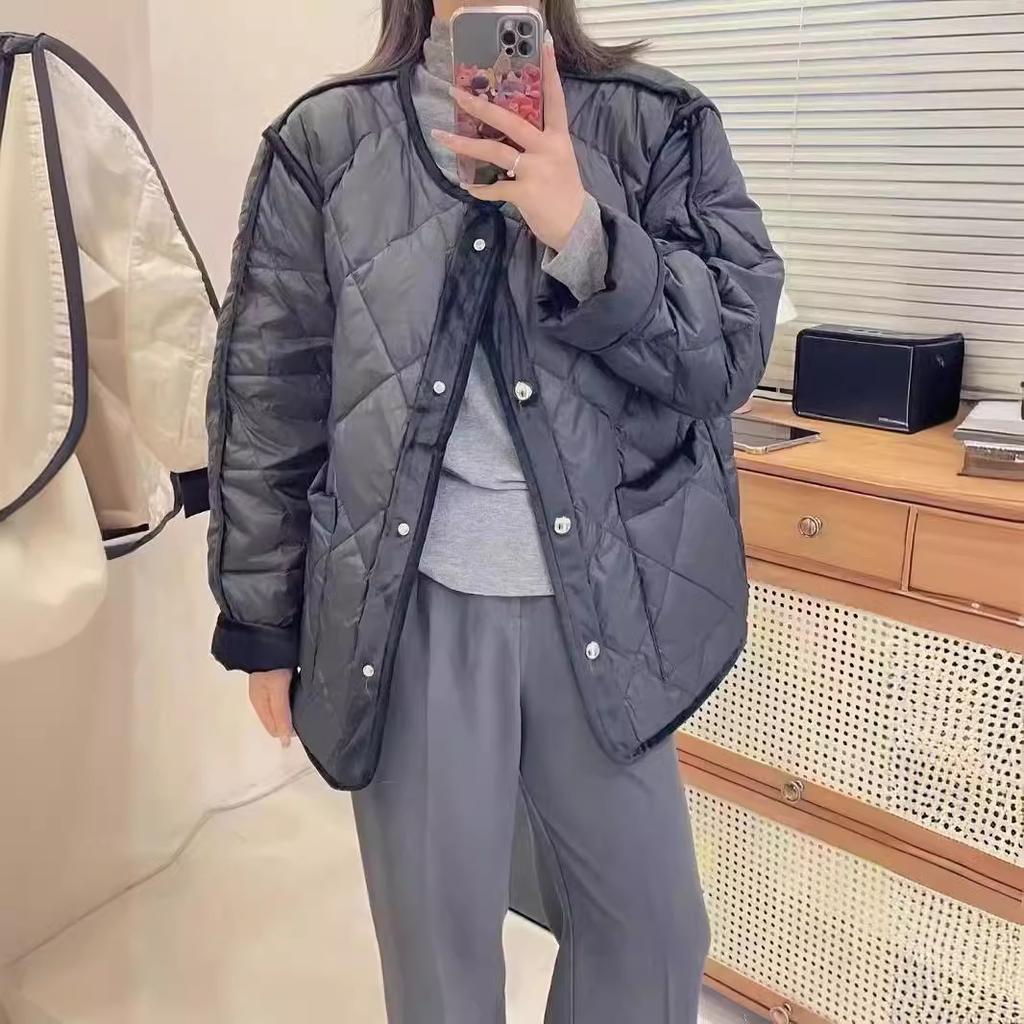 Down Jacket Women's Short Models, New Models In Autumn and Winter, Light and Contrasting Colors, Small Rhombus Edge, Garden Collar, Sweet Coat Tide