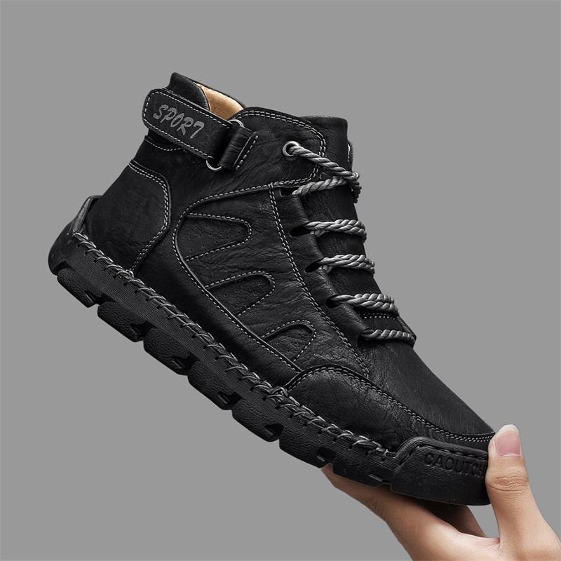 Retro Style Leather Male Ankle Boot High Top Shoes for Men Casual Men's Motorcycle Boots Outdoor Treking Footwear Hiking Botas