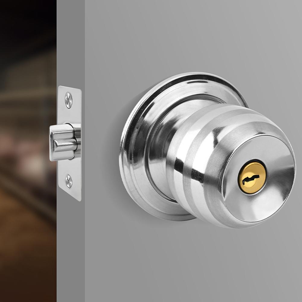 Keyed Entry Door Knob with Lock Round Door Knobs Stainless Steel Door Handle Lock for Indoor Doors Bedroom Bathroom