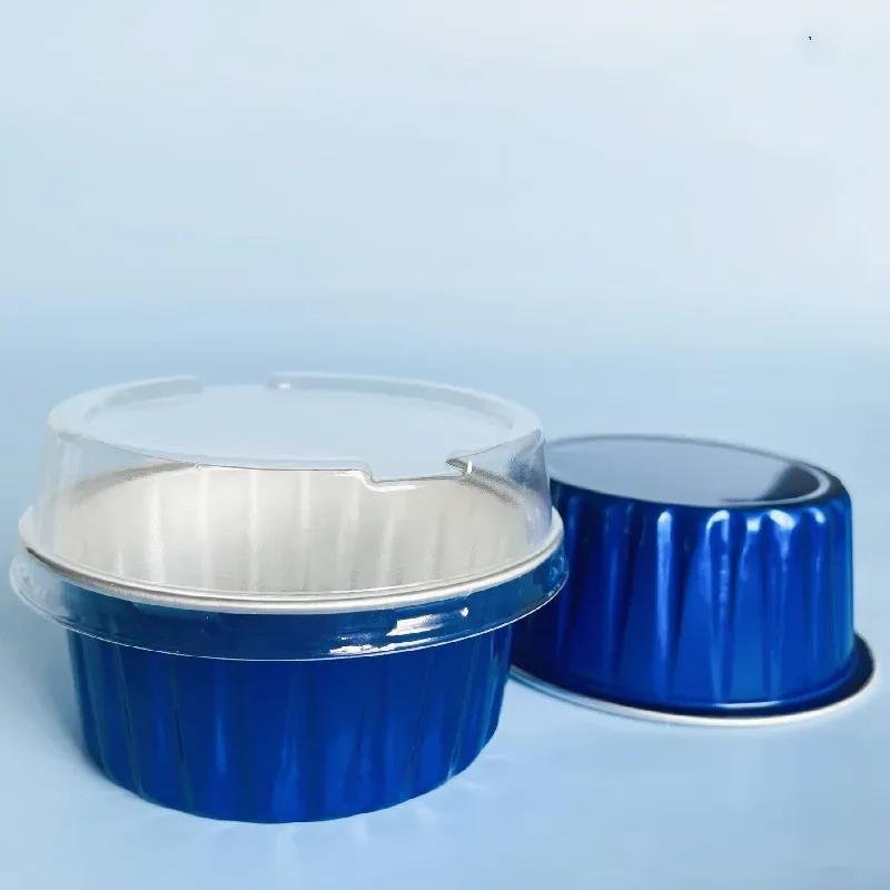 50Pcs Foil Ramekins Cupcake Baking Cups Holders Cases With Lid,Aluminum Foil Cupcake Liners,Muffin Liners Cups With Lid