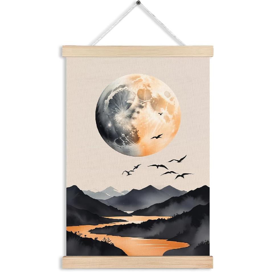 RYVJU Traditional Japanese Temple Wall Art Poster Hanger Frame, Japanese Room Decor, Asian Spiritual Nature Landscape Wall Decor Canvas Prints for