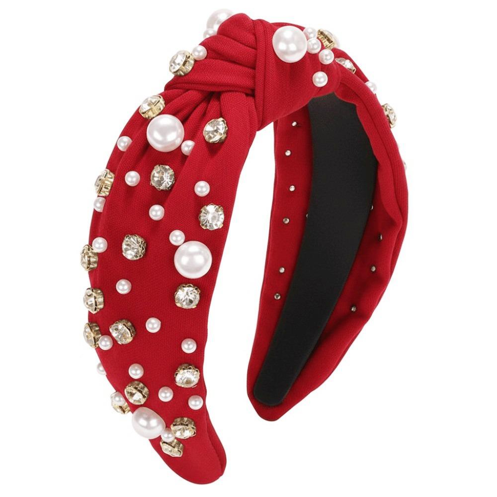 Luxury Twist Wide Edge Hairband Diamond Pearl Knotted Headband Pearl Headband  Trendy Headband