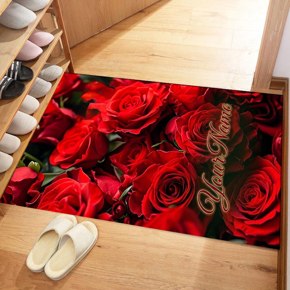 Rose Personalized Name Area Rug Suitable for Living Rooms Dormitory Bedrooms Decorate Room Anti-slip Rug Office Home Decor
