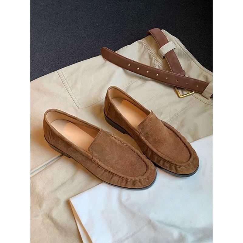 Sheepskin version niche one-pedal lazy small leather shoes women's super soft leather loafers retro flat shoes Doudou shoes