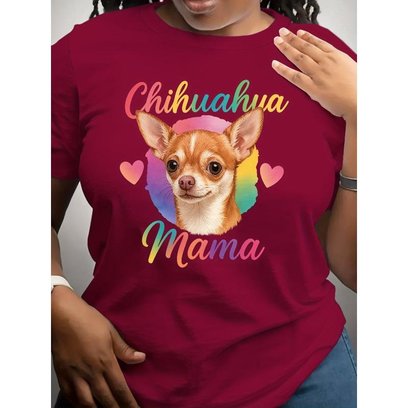 [Chihuahua Mom Theme] Casual Short-Sleeve Tops for Women Featuring A Chihuahua Mom Theme - Perfect for Spring and Summer Wear