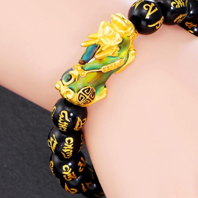 

Чистая медь, меняющая цвет Pixiu Feng Shui, подарочный браслет из обсидиана для мужчин и женщин, ручная работа, амулет на удачу, ювелирные изделия