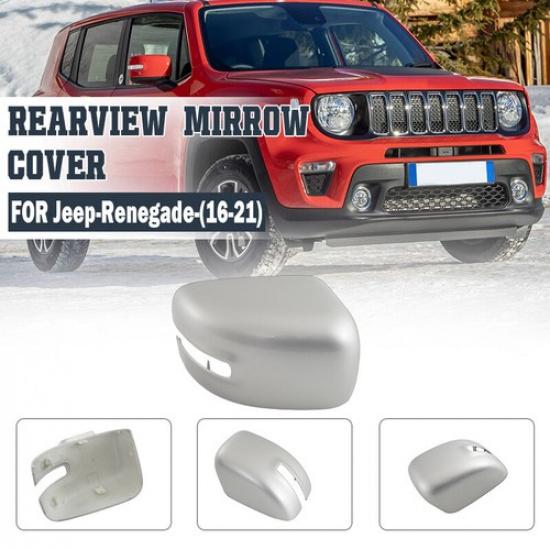 Right Side Rear View Door Side Mirror Cover Cap Sliver For Jeep Renegade 2016-21