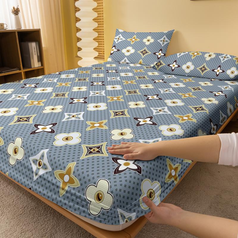 1 Simple Modern Geometry  Printed Matte Fitted Sheet, Bedroom Printed Bed Cover, Bedding (Excluding Pillowcases)