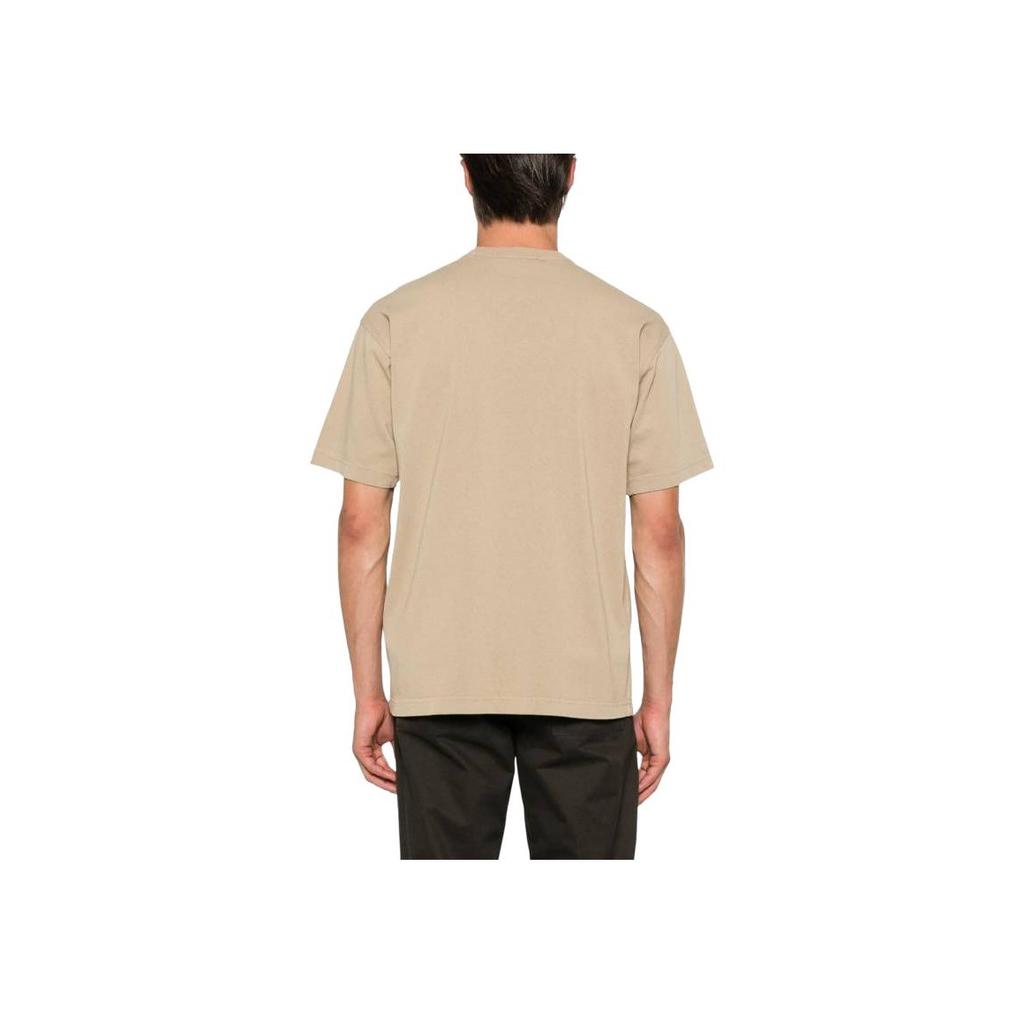 Stone Island Logo Print Loose Fit Drop Shoulder Short Sleeve T-Shirt Men Tops Beige 811521079-V0094