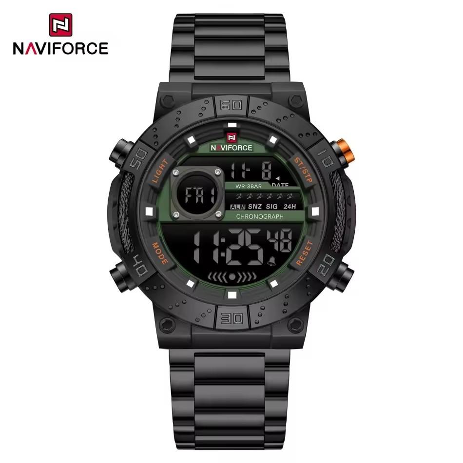 NAVIFORCE NF9241S 9241 Fashion Electronic Digital Men Watches Stainless Steel Clock Waterproof LED Wristwatch for Montre Relojes