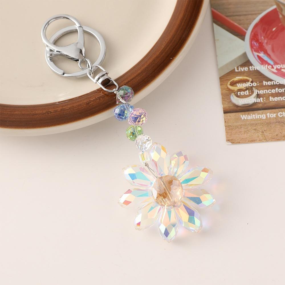 

Sunflower Rhinestone Flower Keychain Ornament Car Keyring creative Crystal Pendant Present Style 4
