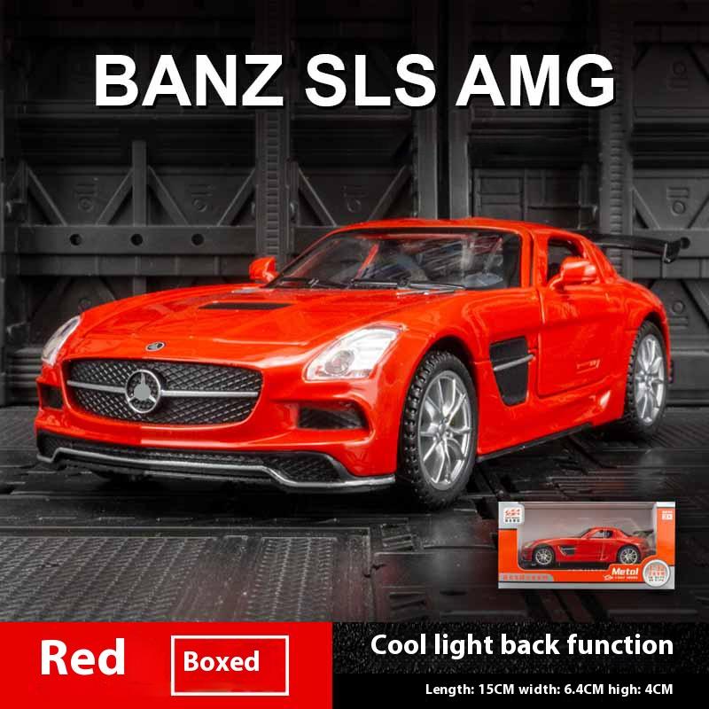 1/32 Scale Diecast Benz SLS AMG Alloy Super Sports Car Model Simulation Sound and Light Toy Holiday Gift for Friends Collect
