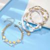Multi-layer 4pcs Vintage Daisy Flower Pendant Pearl Bracelet Set for Women Bohemian Beaded Enamel Star Stackable String Bracelet