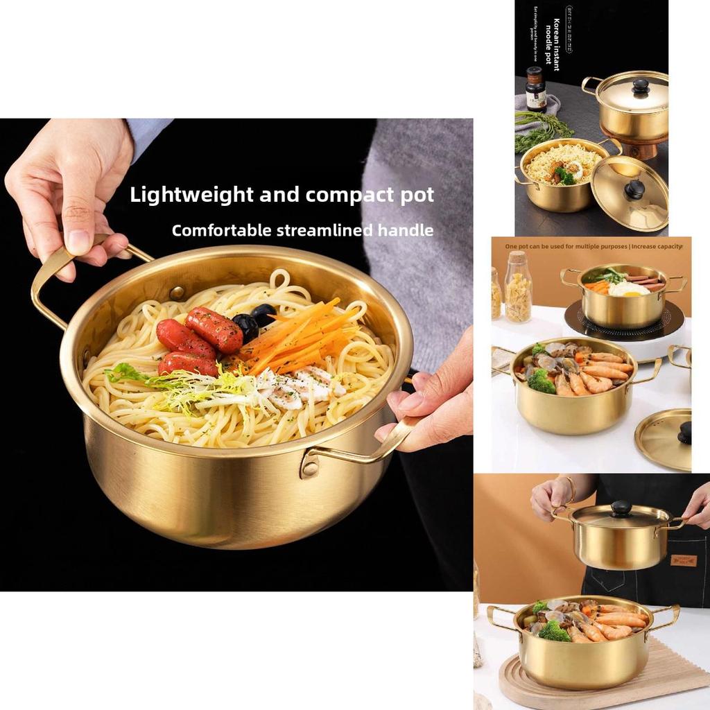 Ramen-Topf mit Deckel und Doppelgriffen aus Edelstahl für die Heimküche