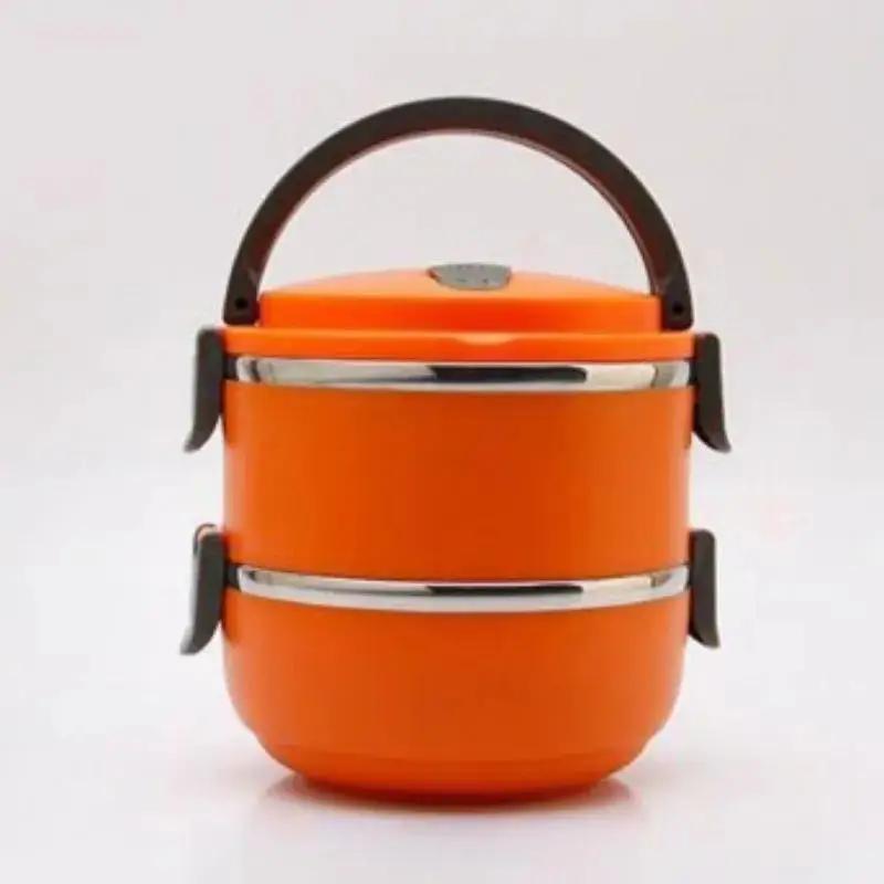 

Многослойный ланч-бокс из нержавеющей стали с термоизоляцией, круглый герметичный ланч-бокс, портативный ручной бенто-бокс для студентов и офисных работников 2Layer Random Color