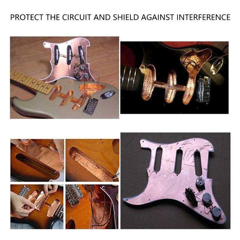 Guitar Copper Foil Tape Adhesive Shielding Tape for Guiter Bass Phone Computer Double Sided Conductive Copper Tape