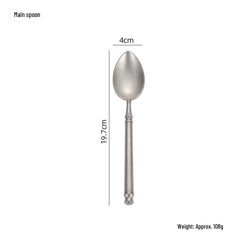 Japanese Snowflake 304 Stainless Steel Matte Cutlery Set: Retro Western Style Steak Knife, Dessert Spoon, Fork.