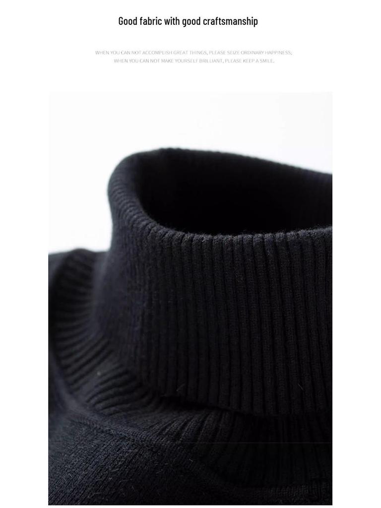 Men's High Neck Velvet-Lined Winter Sweater
