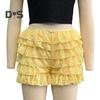 Women Summer Shorts Multi-layered Scattered Hem Ruffle Lace Trim Beach Shorts Lolita Style High Waist Ultra-short Shorts Daily Wear Sleep Shorts