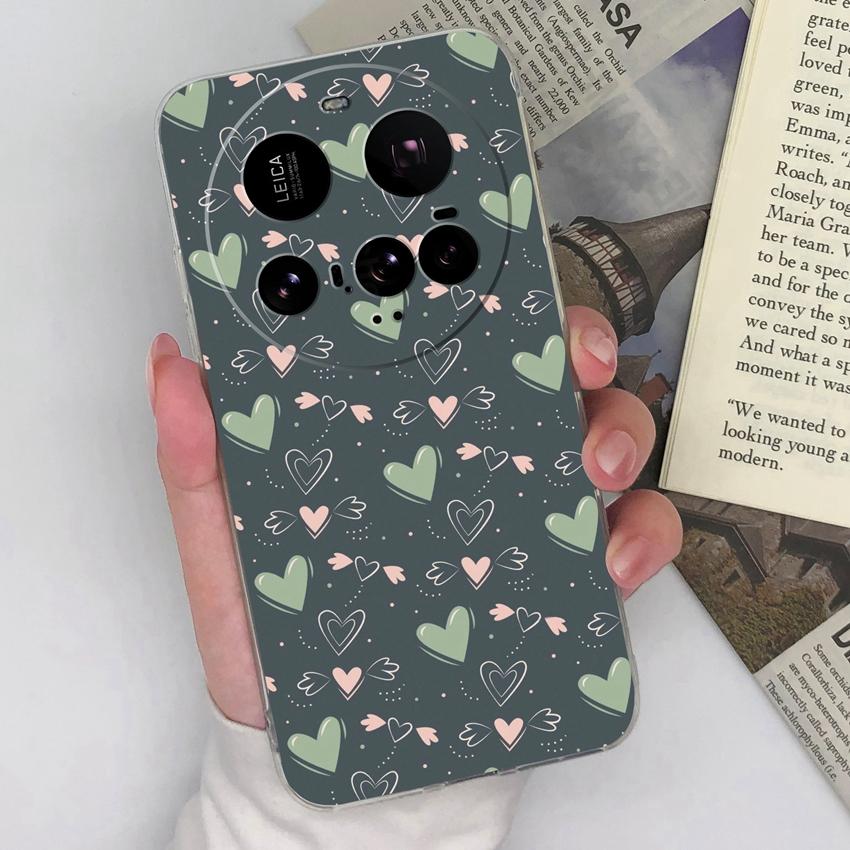 For Xiaomi 15 Ultra 15T Mi 10 11 12 Lucky Brown Love Heart Cellphone Cases Screen Protector Transparent Silicone Scratchproof Shell For Xiaomi Housing