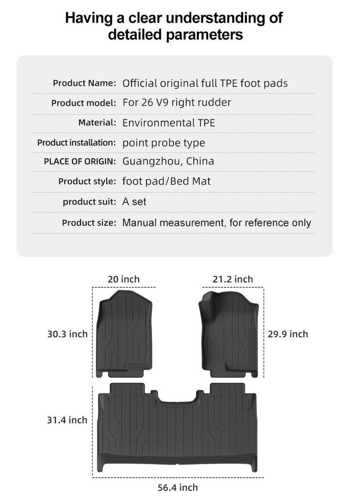 TPE Floor Mats for 2026 Foton Mars V9 - Custom Fit