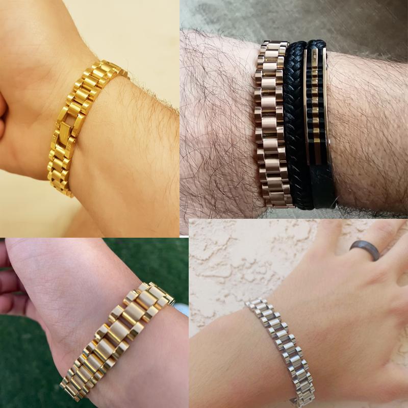 10 mm Uhrenketten-Stil, Herren-Armbänder für Damen, Herren, Damen, vergoldetes Edelstahl-Armband, Halsband, Herren-Schmuckzubehör