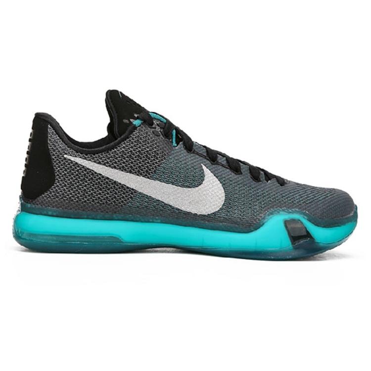 Nike Kobe 10 Liberty Kobe Lace Up Non Slip Lightweight Low Top Performance Basketball Shoes Men's Black Ice Green 745334-002