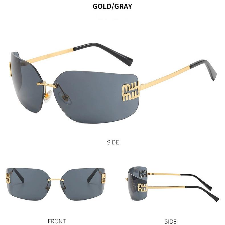 Light Luxury Frameless Curved Metal Sunglasses with Personalized Y2k Millennium Hot Girl Style, Popular Street Photography Trend Sunglasses
