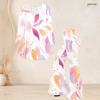 Women Plus Size Round Neck Three Quarter Sleeve Printed Flared Top And Flared Pants Two Piece Set