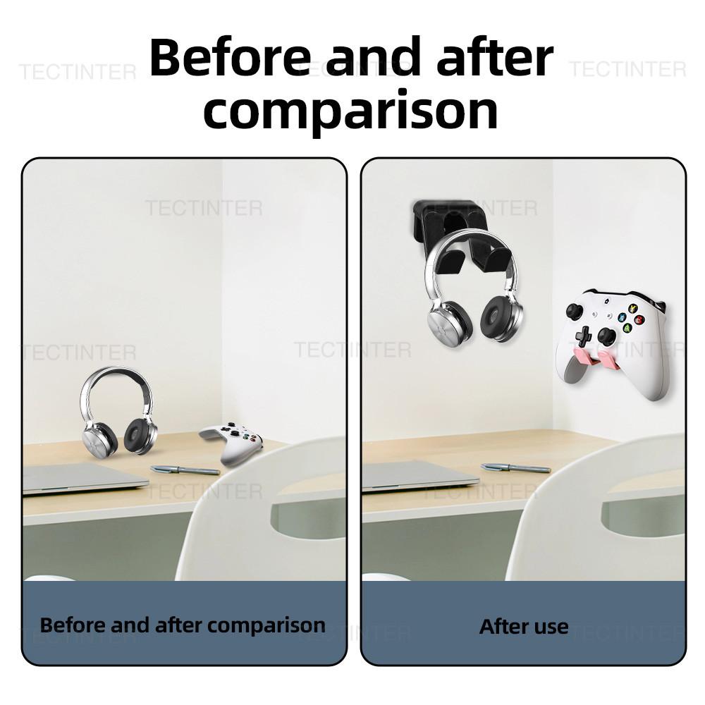 TECTINTER Wall Mounting Hanging Bracket For Switch Pro/PS5/PS4/Xbox One Game Controller Headphone Headset Stand Holder Gaming Accessories