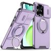 Magnetic Metal Ring Stand Armor Case For Honor X6d Play 80 Slide Push Window Lens Protection TPU Frame Hard Plastic Phone Cover