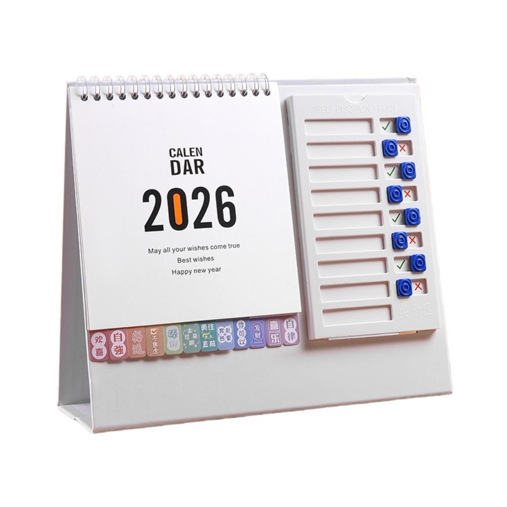 Coil Binding 2026 Desk Calendar Month Date Display Standing Flip Calendar Home Decoration