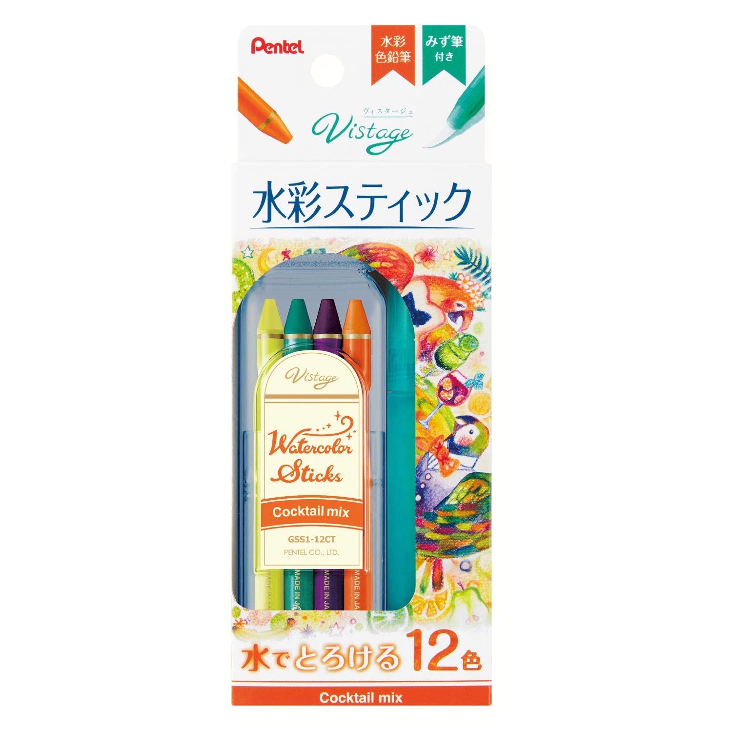 

Pentel Цветные акварельные карандаши Full Core, 12 штук, Коктейль , Палочка, Цвета, Смешивание, GSS1-12CT