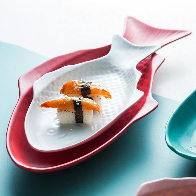 Nordic Style Ceramic Fish Plate for Breakfast & Western Cuisine