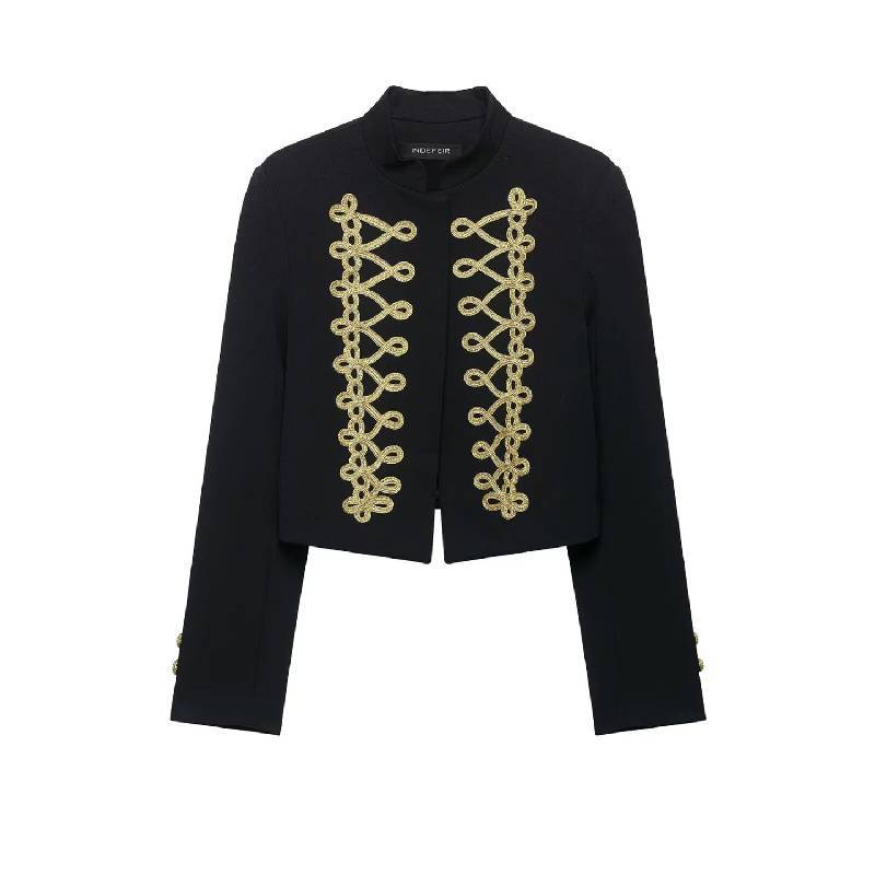 Napoleon Military Jacket For Women Long Sleeve Casual Autumn Outerwear With Button Details