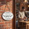 Easy To Install Shop Sign Wooden Open Closed Sign, Double-Sided Hanging Door with Vintage Wall Mounted Store Frame, Waterproof Storefront Business