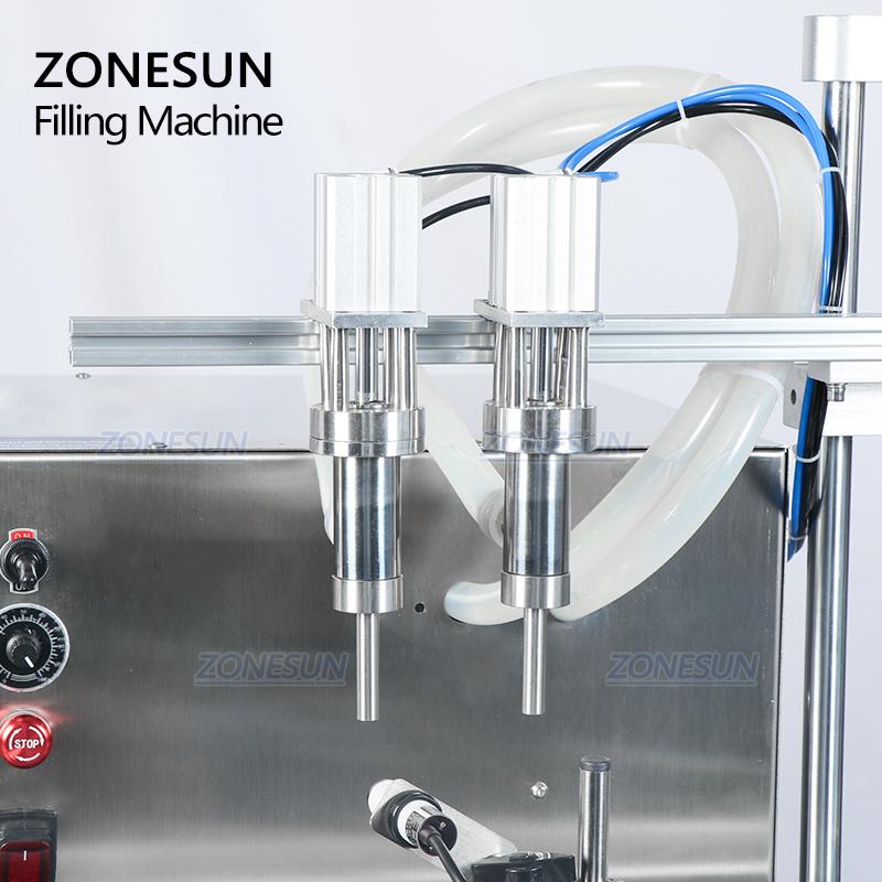 ZONESUN ZS-DTDP20-2s Automatic Big Flow Double Heads Liquid Beverage Shampoo Gel Filling Machine Diaphragm Pump Bottle Filler