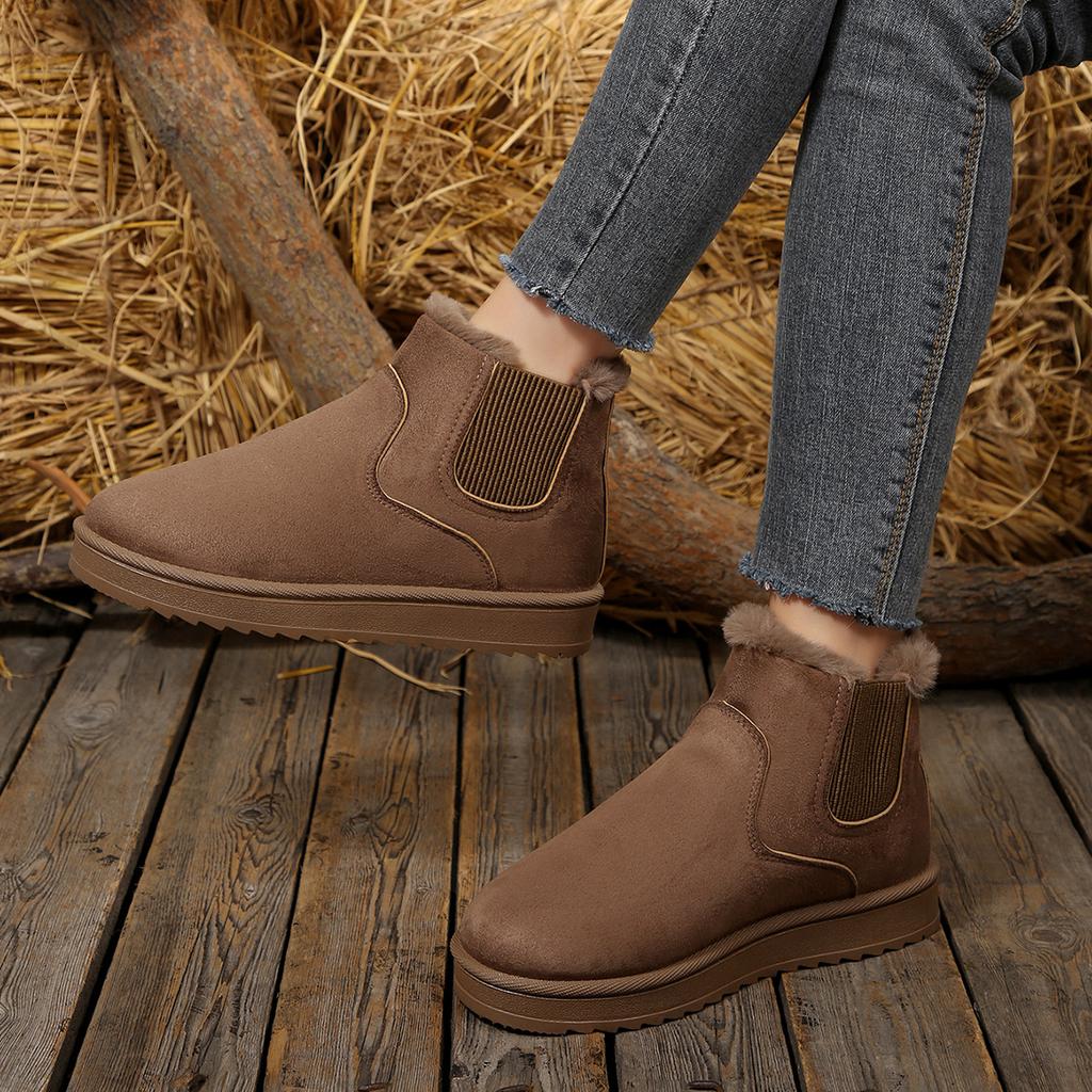 Fashion 2025 New Luxury Women Ankle Ankle Cotton Flat Platform Retro Shoes Outdoor Faux Snow Boots Buckle Short Warm Zapatos De Mujer