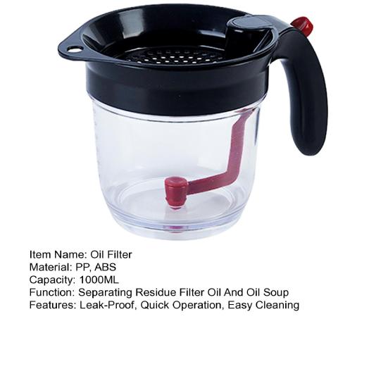 Fat Separator Cup with Bottom Release 4-Cup Gravy Strainer & Oil Filter for Cooking Heat-Resistant Kitchen Gadget