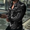 Men's Fashion Flame 3D Print Long Sleeve Shirts Turn Down Collar Button Up Party Streetwear Camisa Masculina Casual Blouse