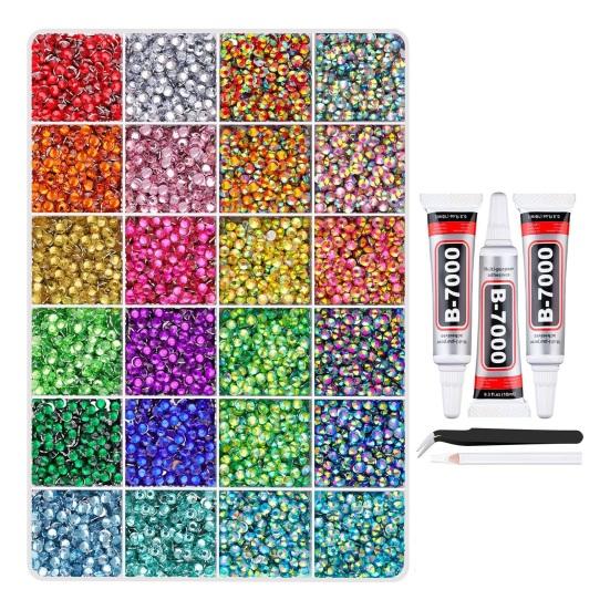 24000/30000/32000Pcs Nail Art Rhinestone Set 24/28/40 Grids Assorted Color 0.3CM DIY Nail Design Crafting Clothing Phone Decoration Rhinestone