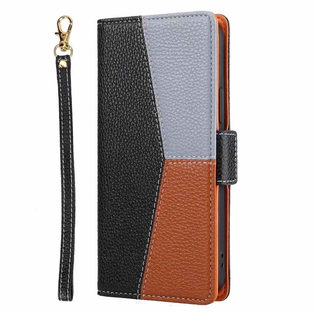 Splicing contrasting leather case for Xperia 1 flip card wallet protective case Xperia 10-III portable