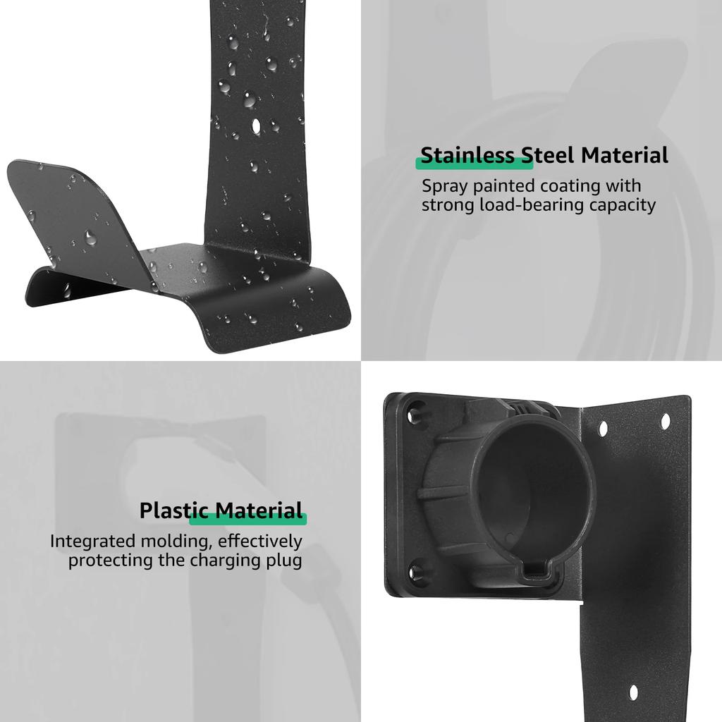 EV Charger Holder Wall Mounted Electric Vehicle Charging Cable Hook for J1772 Mobile Charger Cable Organizer Charger Accessories