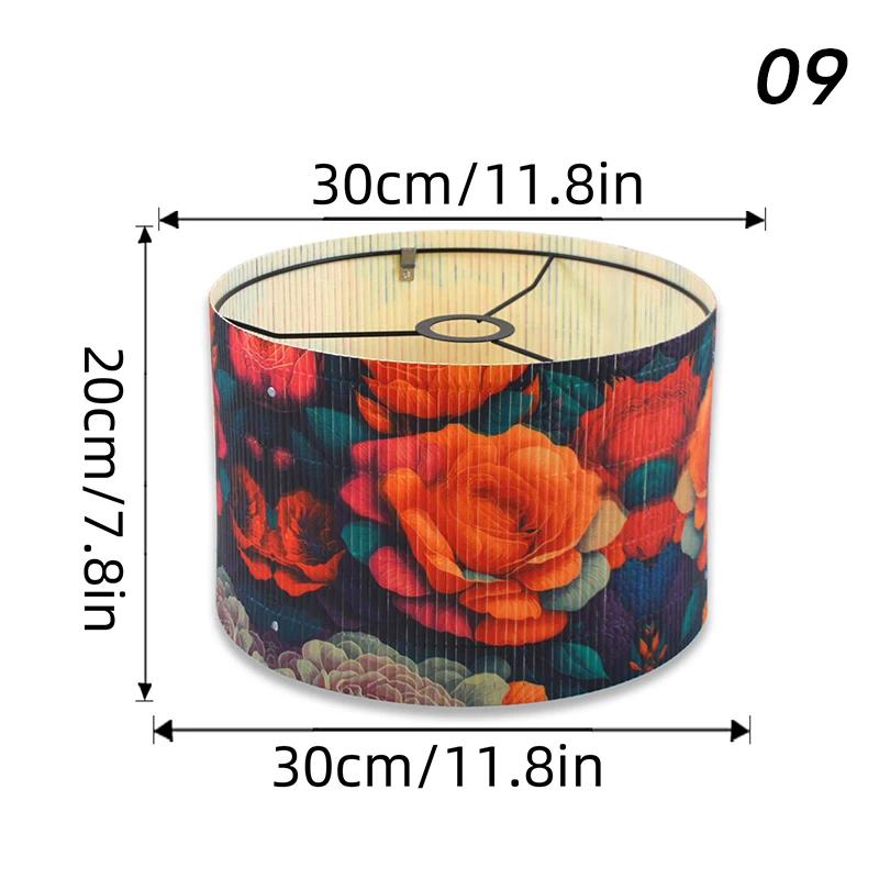 Retro Style Flower Printing Lampshade Hotel Homestay Decor Bamboo Art Floor Lamp Cover Light Cover Living Room Wall Lamp Shade