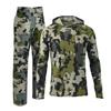 Mens Camo Hooded Fishing Outfit Quick-Dry Breathable UV Protection Outdoor Camping Hiking Training Suit
