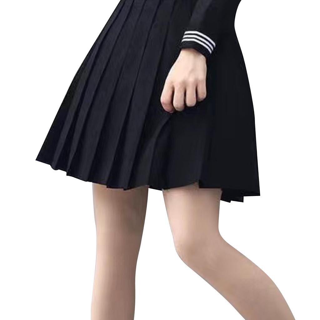 42cm Pleated Knee Elementary School Large Plain (RONGUI) Skirt, Length, Mini, Black, Skirt, Size, Cosplay, (5XL)