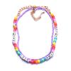 Sweater Necklace Temperament Versatile Colored Rice Bead Letter Collarbone Chain Double Layer Necklace