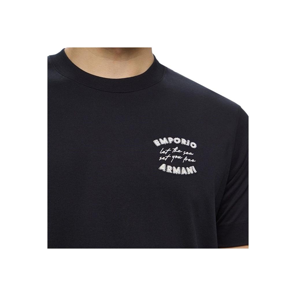 Emporio Armani Ss25 Logo Print Cotton Short Sleeve T-Shirt Men Tops Black EM000827-AF12926-UC001