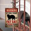 Lustiges fettes Katze Warnschild Metall Schild Vintage Wanddeko für Haus Garten Terrasse